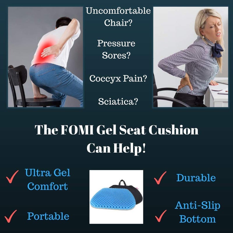 FOMI Premium All Gel Orthopedic Seat Cushion Pad for Car, Office Chair, Wheelchair, or Home. Pressure Sore Relief. Ultimate Gel Comfort, Prevents Sweaty Bottom, Durable (1.25x15x16.8 Inch (Pack of 1)) - Image 4